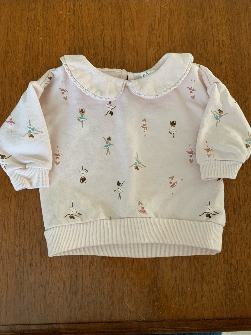 🫐3/$30 Pink Ballerina Print Sweatshirt with Peter Pan Collar size 3m